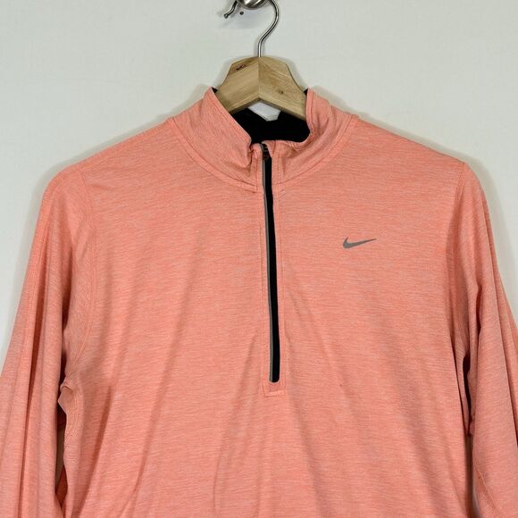 Nike Dri-Fit Women Large Melon Orange Reflective Thumbhole Running Track‎ Jacket - Picture 2 of 7